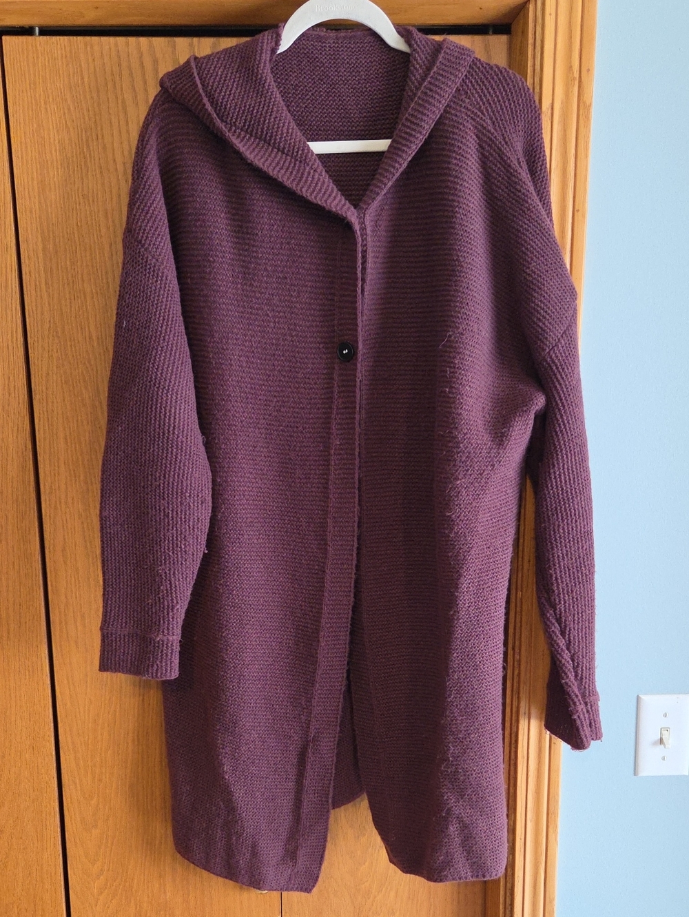Women’s Hooded Knit Cardigan- Plum Size 4x, Fits Like 2x